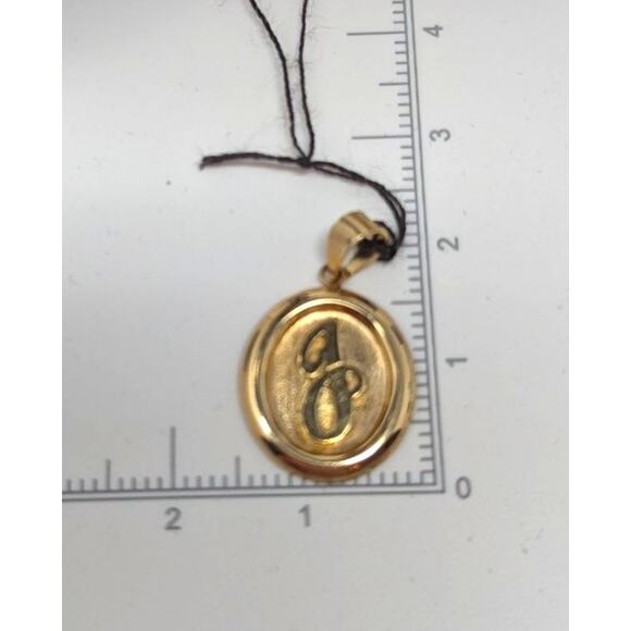 14K Gold Oval Monogram “J” Pendant Made in Bolivia Vintage Initial Charm - Picture 3 of 4